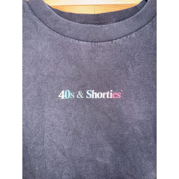 Men's Faded Black "40s & Shorties" Rainbow Graphic Tee/T-Shirt - Picture 2 of 5